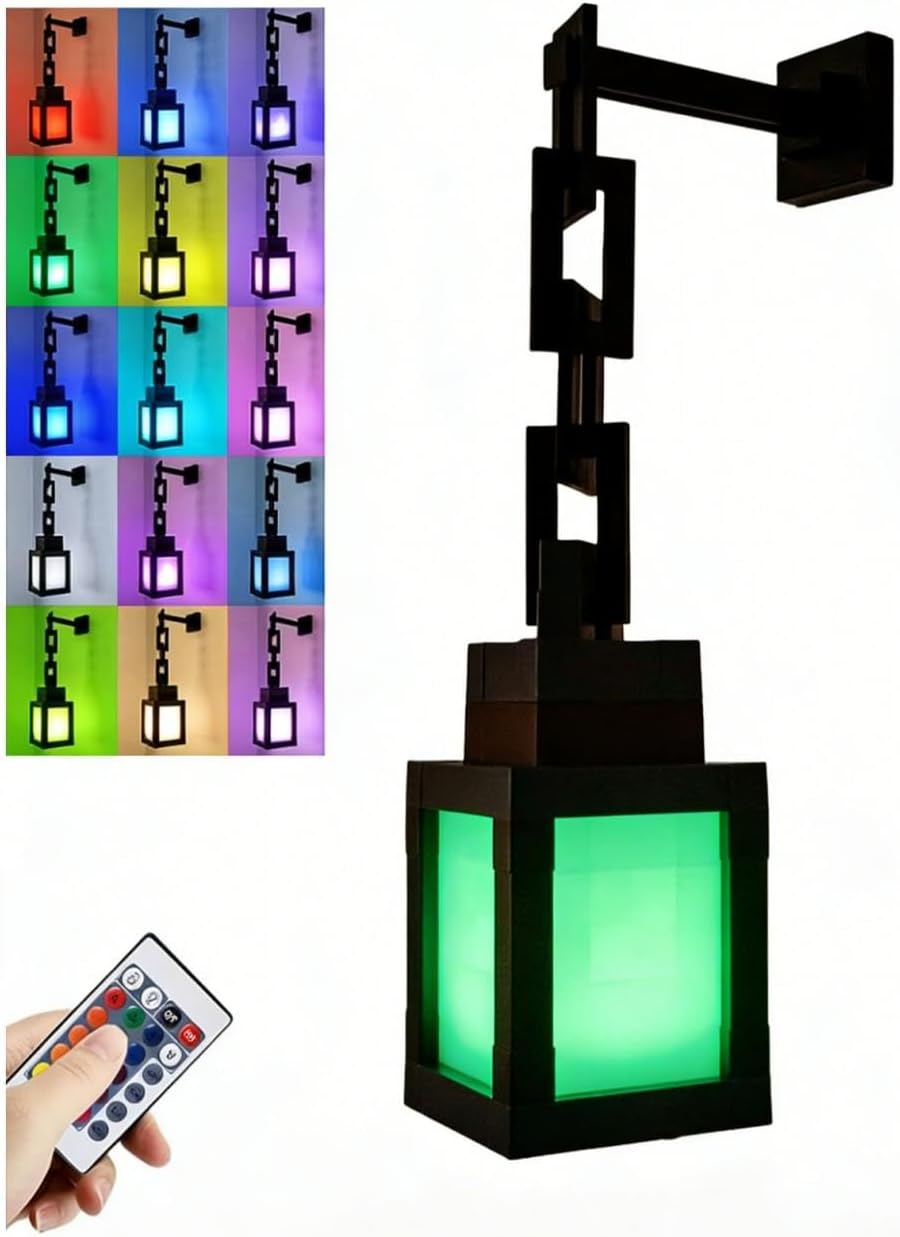 Pixelated Lantern Night Light,2026 New 16 Colors Rechargeable LED Lamp with Remote,Rechargeable Table/Wall Night Lamp, for Bedroom & Home Decoration