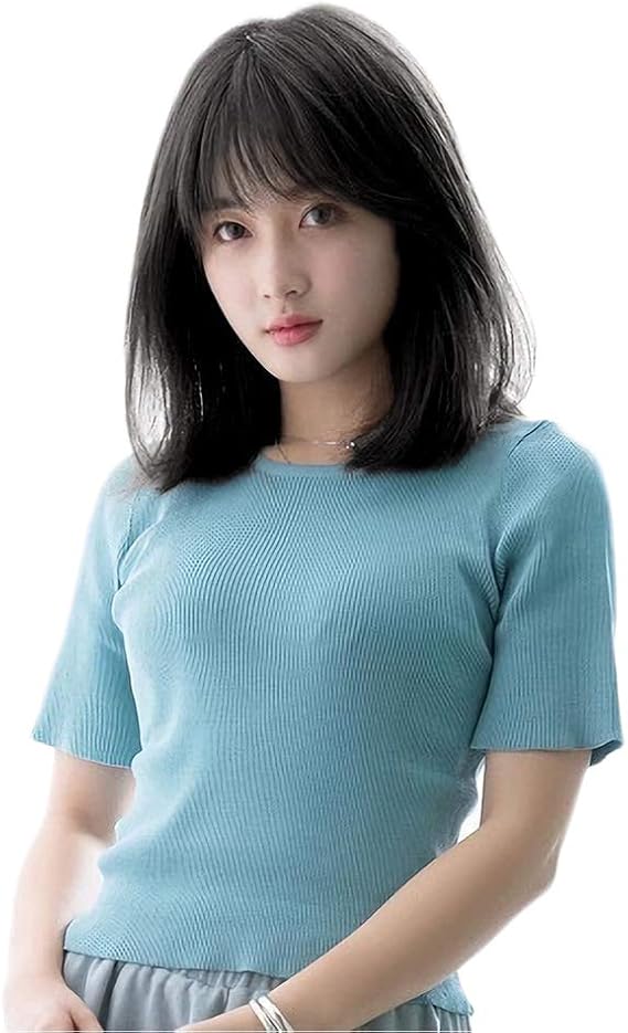 Amazon かわいい姫様 人毛フルウィッグ ミディアム ボブ つむじ手植え 小顔 ストレート 医療用 セミロング レディース 女性用かつら 空気感 自然 Wig ネット付き 黒 フルウィッグ 通販