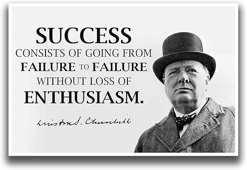 JSC 386 Winston Churchill Success Classroom Póster | 18 x 12 pulgadas | Papel de póster brillante prémium de 100 libras