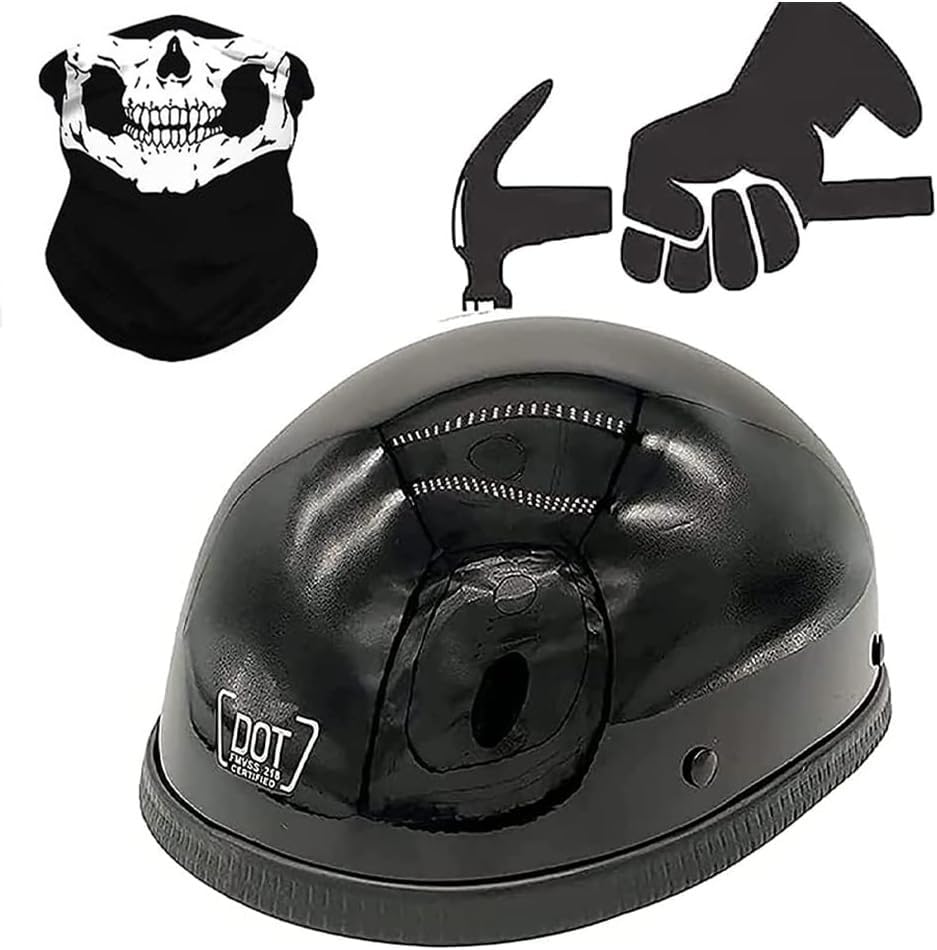 Casque moto profil bas compact demi-casque ultra fin unisexe coque certifiée sécurité DOT ECE