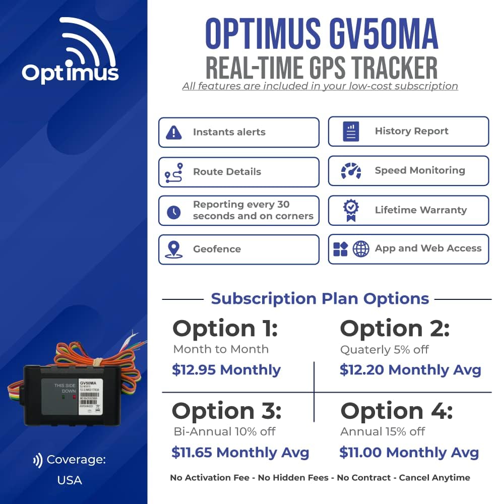 optimus gv50ma wired gps tracker for cars and trucks