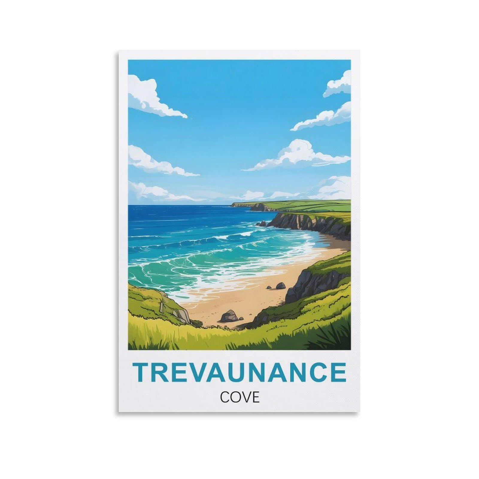EZMLFA DIY 5D Diamond Painting Kits for Adults,Trevaunance Cove Cornwall Crystal Rhinestones Art Craft for Beginners DIY Home Wall Decor Gift 30x40cm