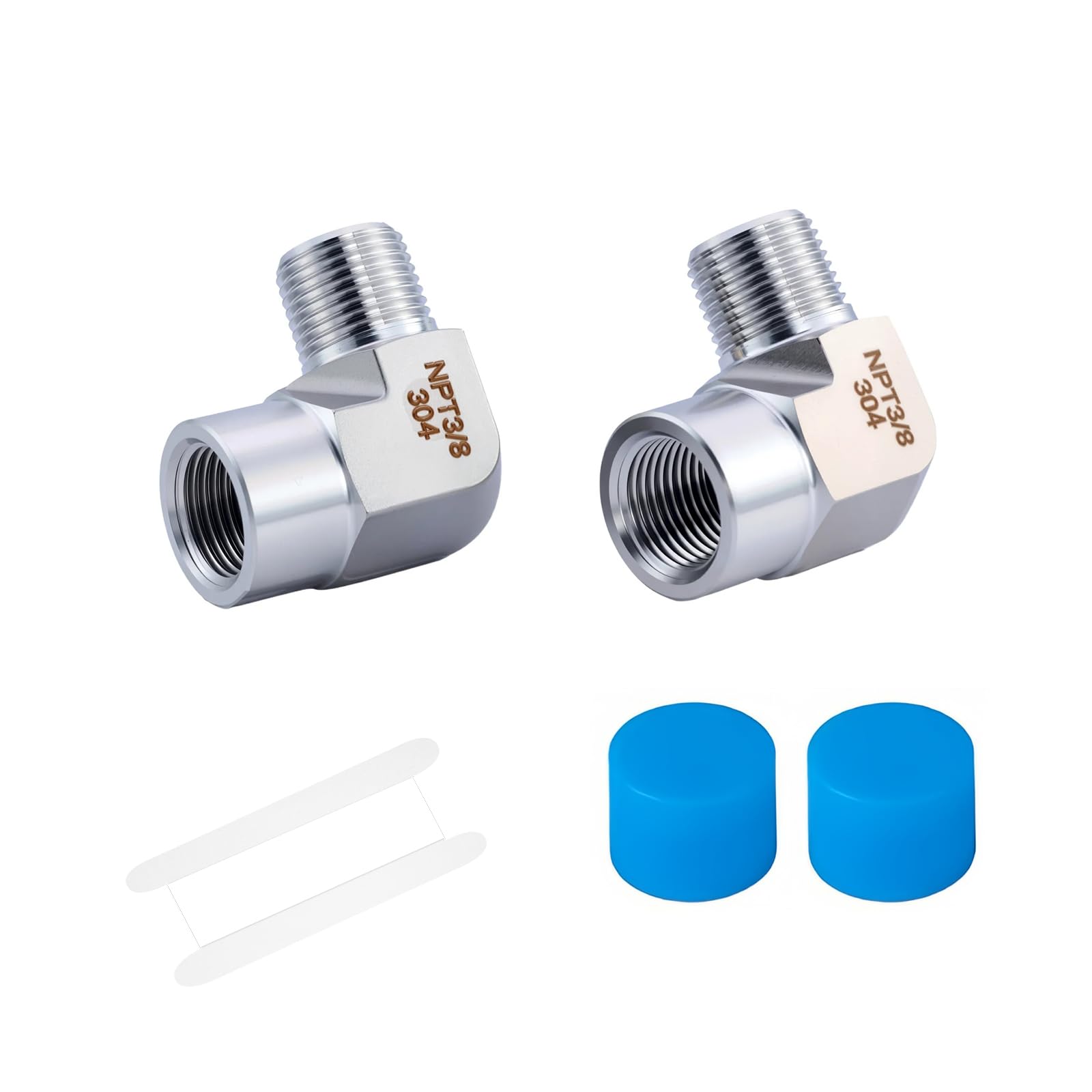 Shinyerpan 2 Pack NPT3/8 90 Degree Elbow, NPT3/8 Female - NPT3/8 Male， For Pressure Scrubber, Sensor Interval Extender Adapter, 304 Stainless Steel
