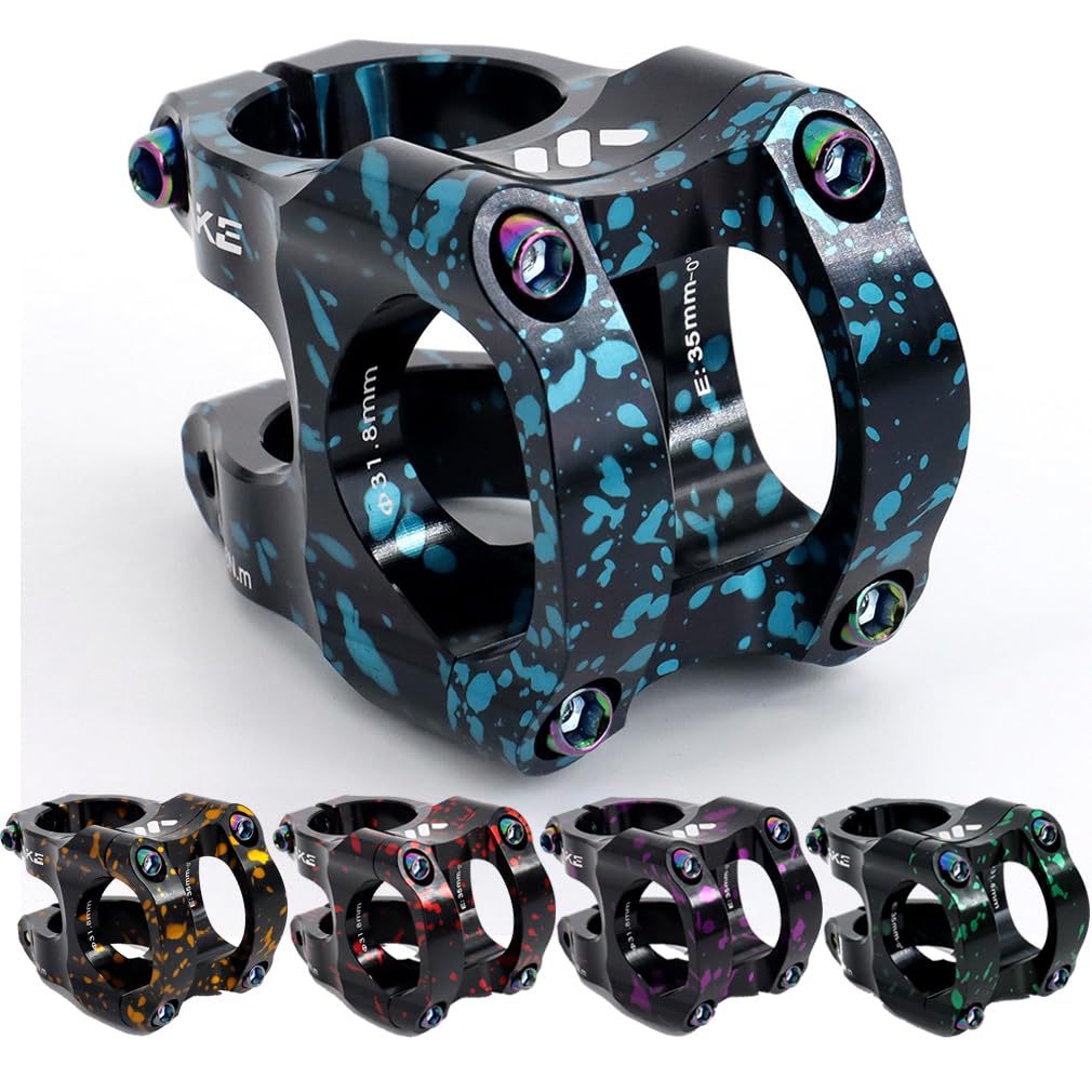 CYSKY 31.8 Bike Stem 35mm Short MTB Stem Handlebar Riser Ultra-Light CNC Aluminum Alloy 35mm Handlebar Clamp for Mountain Bike, Road Bike, MTB, Downhill, Gravel, Ebike