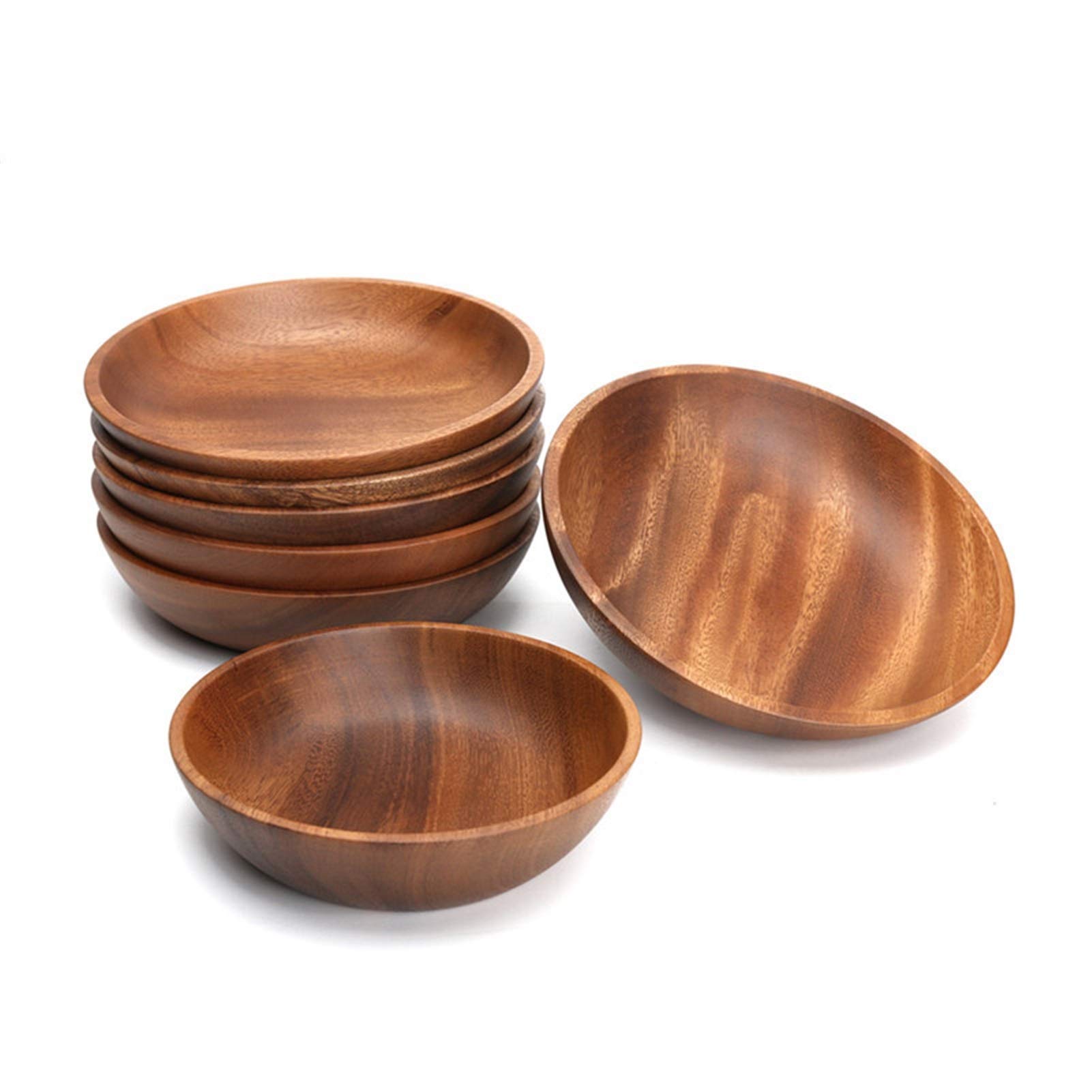 TOPINCN Ciotola in Legno in Stile Giapponese, Ciotola per Noodles con Venature del Legno e Motivi, Ciotola in Legno per Servire Stoviglie per Insalata di Riso, Zuppa
