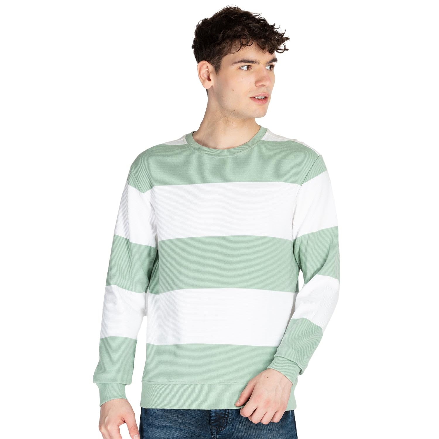 status quo Mens Striped Round Neck Lightweight Sweatshirt-picture-51