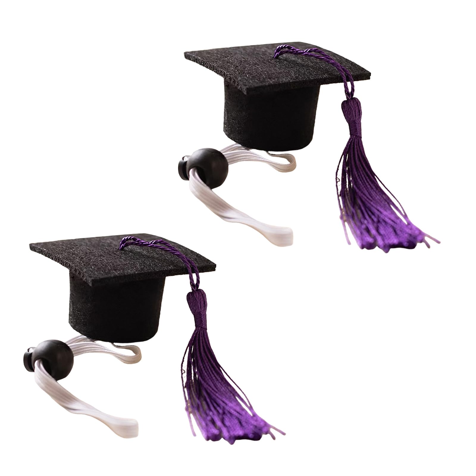 2 Pack Mini Graduation Caps with Blue Tassels, Mini Pet Graduation Caps Small Animal Bachelor Hats with Adjustable Elastic Strap for Cats and Dogs Photo Props Party Supply (4, Purple)