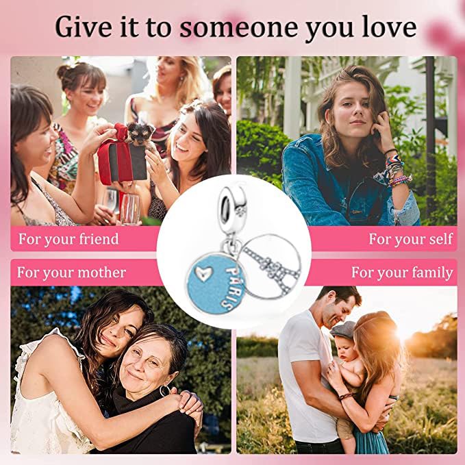 Paris Eiffel Tower Charm Dangle Travel Collection Vacation Holiday Enamel Heart Bead fit Charms Bracelet4