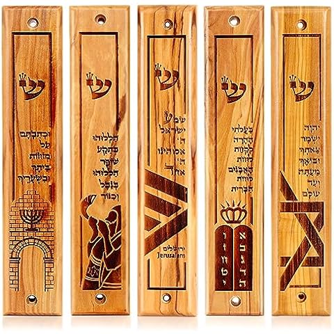 HalleluYAH Olive Wood Mezuzah Hand Made from Bethlehem (Collection) Cover