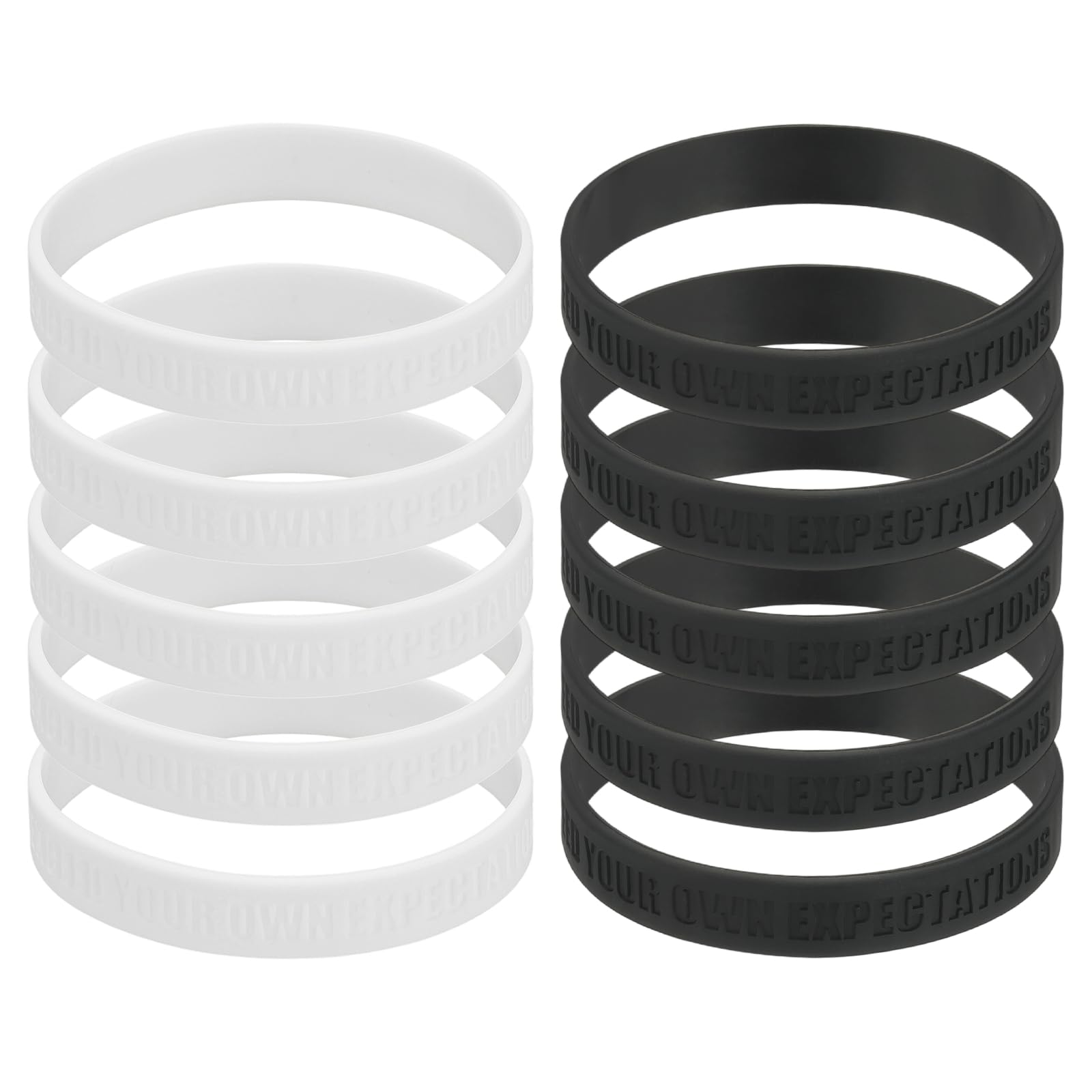 PATIKIL 10Pcs Nothing Impossible Motivational Wristbands, Personalized Bands with Text Silicone Wristbands Custom Rubber Bracelets for for Fitness Workouts Exercise Basketball, Black/White