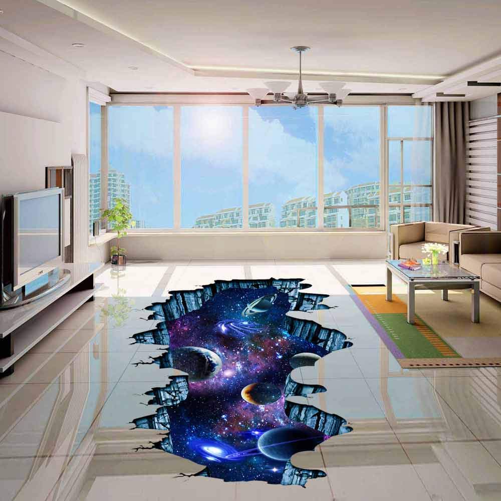 Quanhaigou Galaxy Wall Sticker ,Outer Space Removable Floor Decals,Art Magic 3D Milky Way Home Decor Kids Children Bedroom
