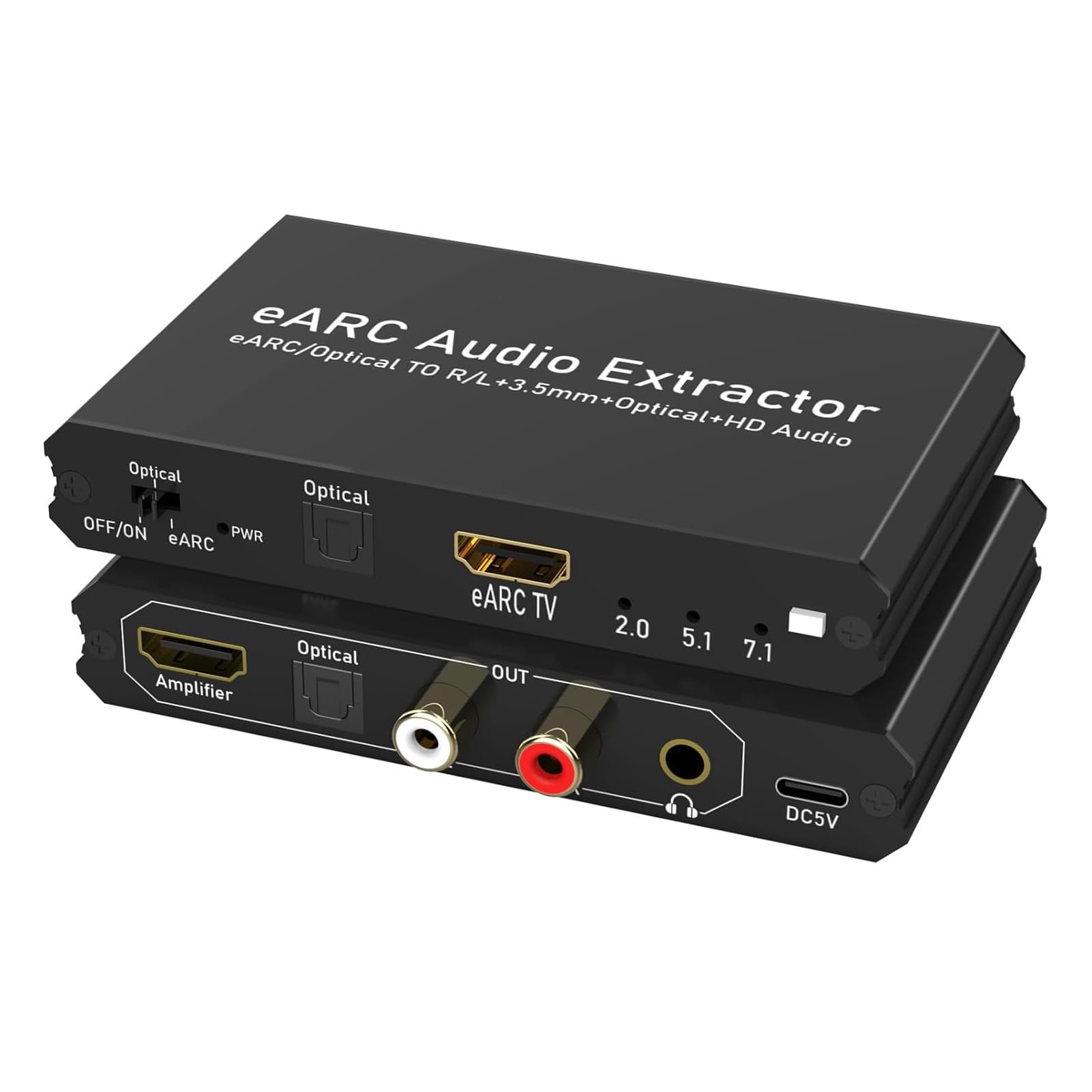 Optyczny Ekstraktor Dźwięku EARC z Wyjściem HD i 3,5 Mm dla