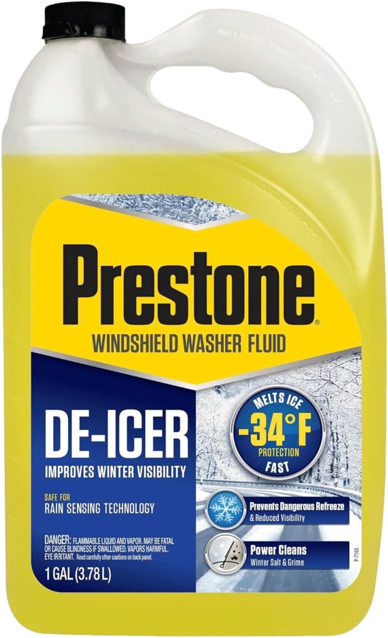 Prestone De-Icer Windshield Washer Fluid - Melts Ice To -34°F (6 Gallon Pack)