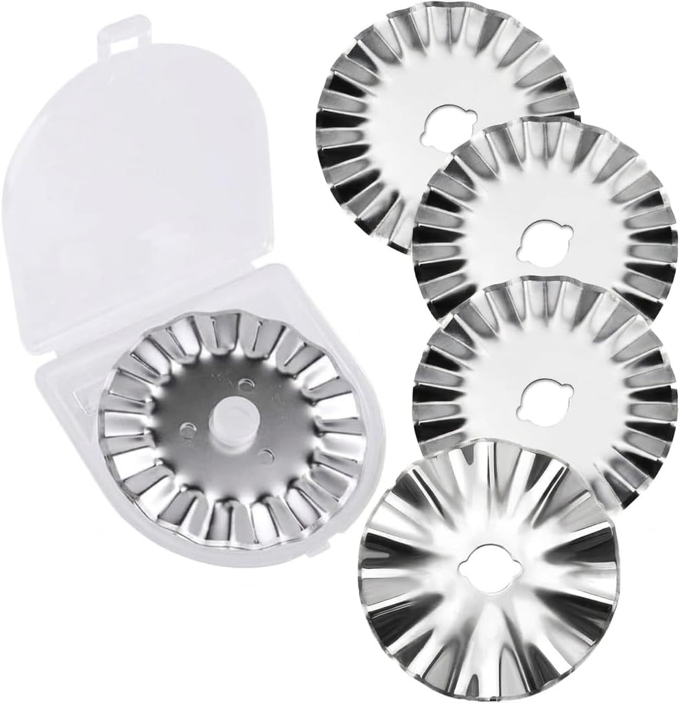 ANDRESLAD 45mm Wavy Rotary Cutter Replacement 5 Pack for Quilting