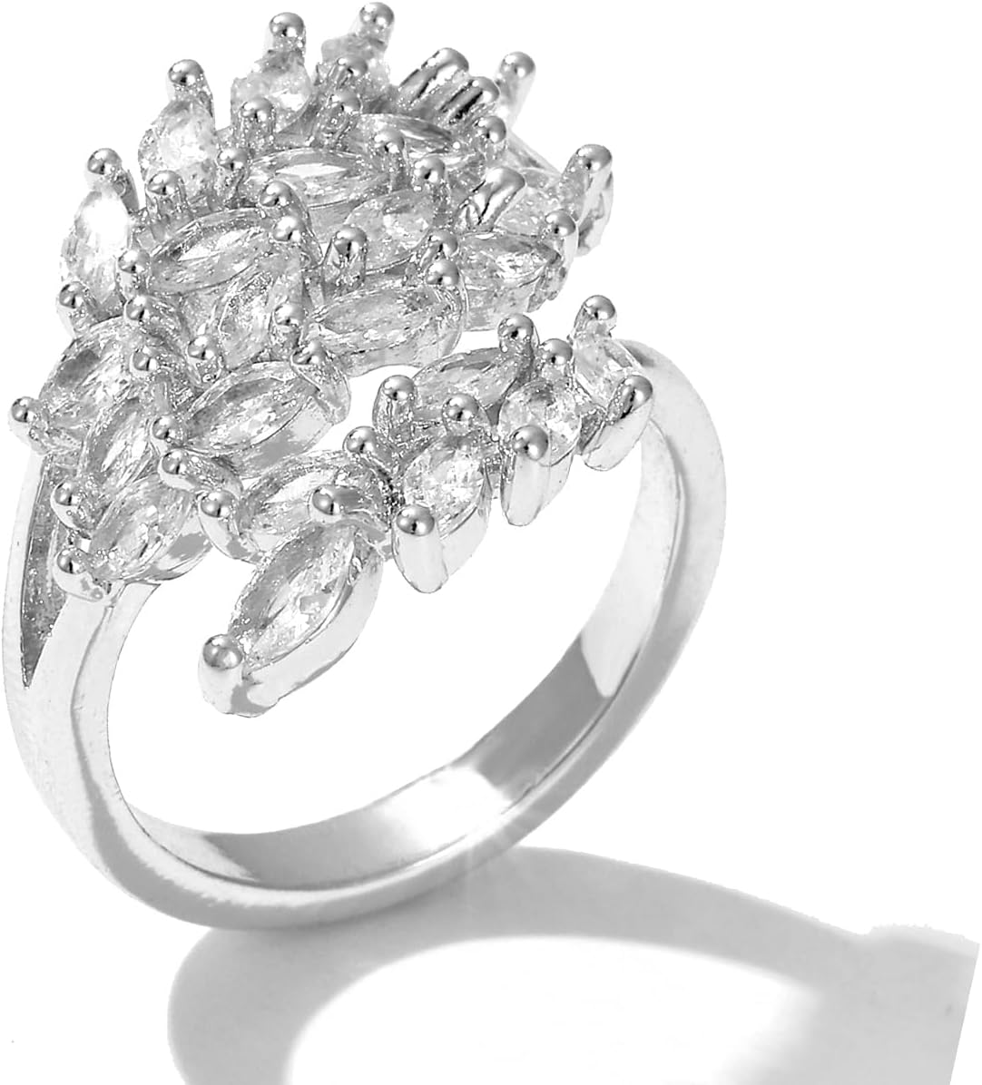 18K Gold Plated Cubiz Zirconia Wedding Engagement Wide Adjustable Band Ring for Women