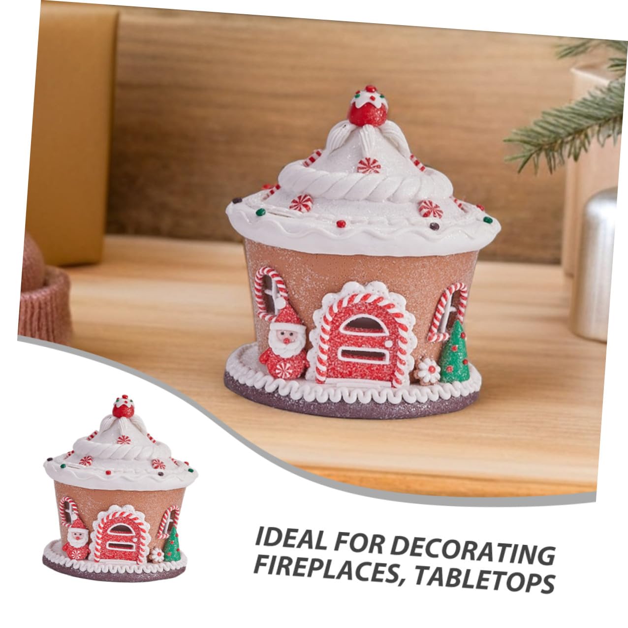 BESPORTBLE Centrotavola Natale Castello in Resina con Luce LED Decorazione Tavolo Festiva per Case di Villaggio Miniatura e Ornamenti Natale Rustici
