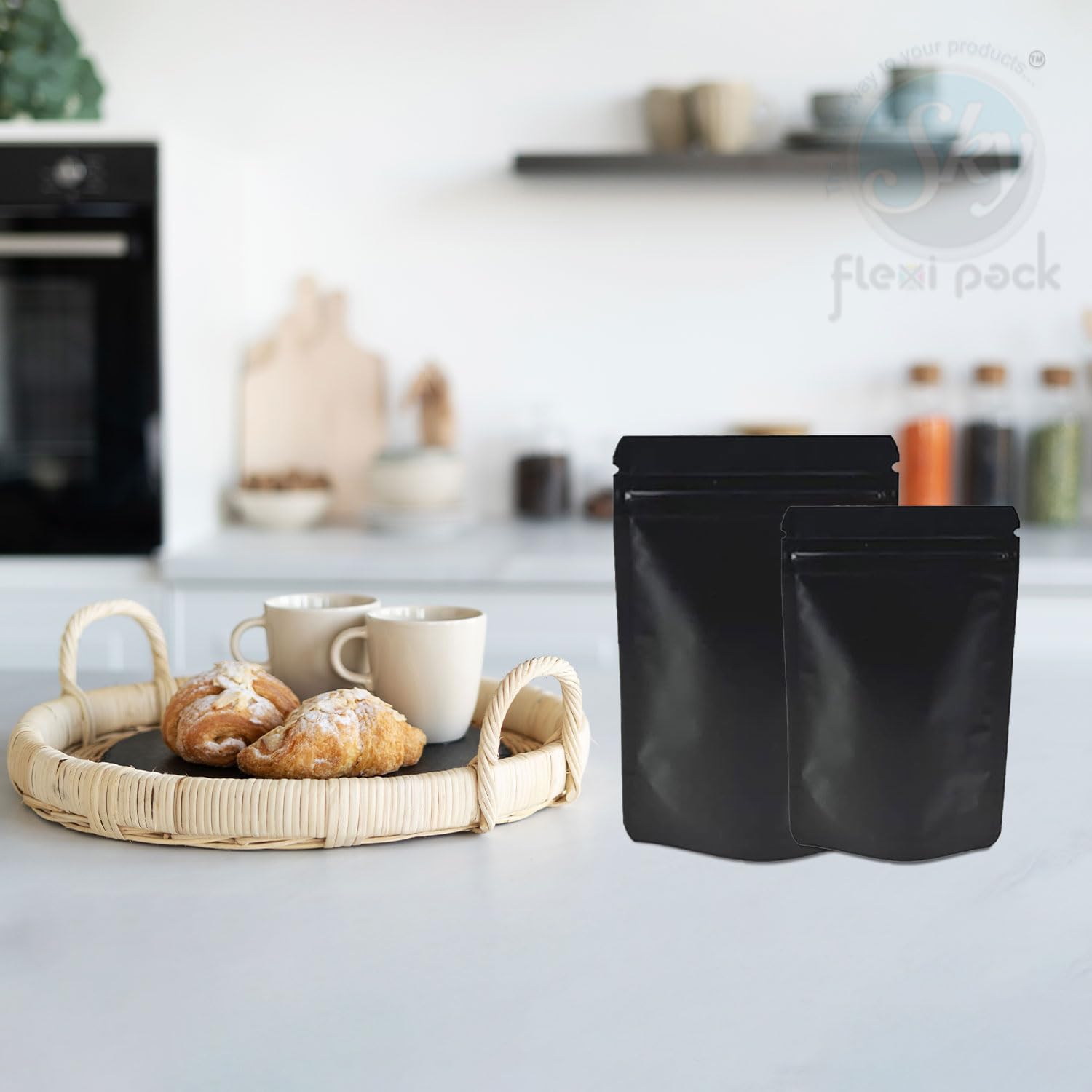 Black Zip Lock Pouches - Stand Up Food Bags -6