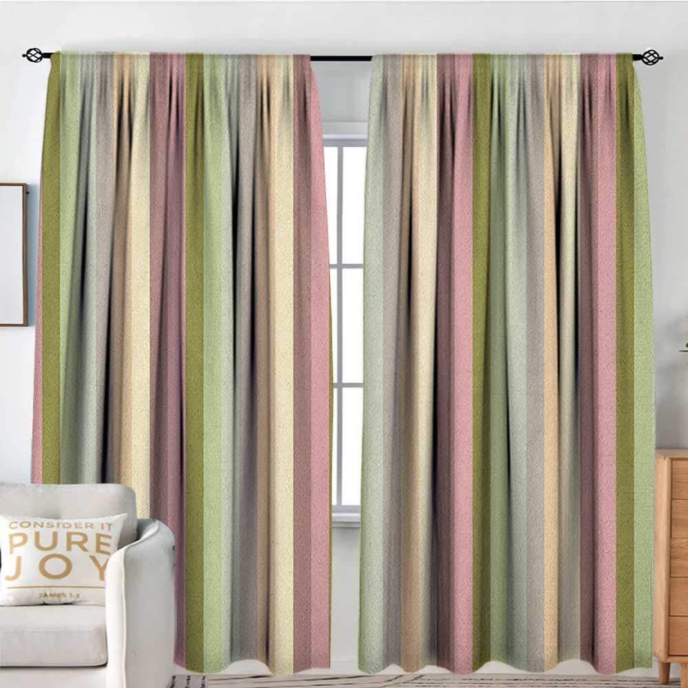 NUOMANAN Window Blackout Curtains Stripes,Colorful Pattern with Pastel Colored Bands Vertically Aligned Abstract Illustration, Multicolor,Rod Pocket Curtain Panels for Bedroom & Kitchen 60"x84"