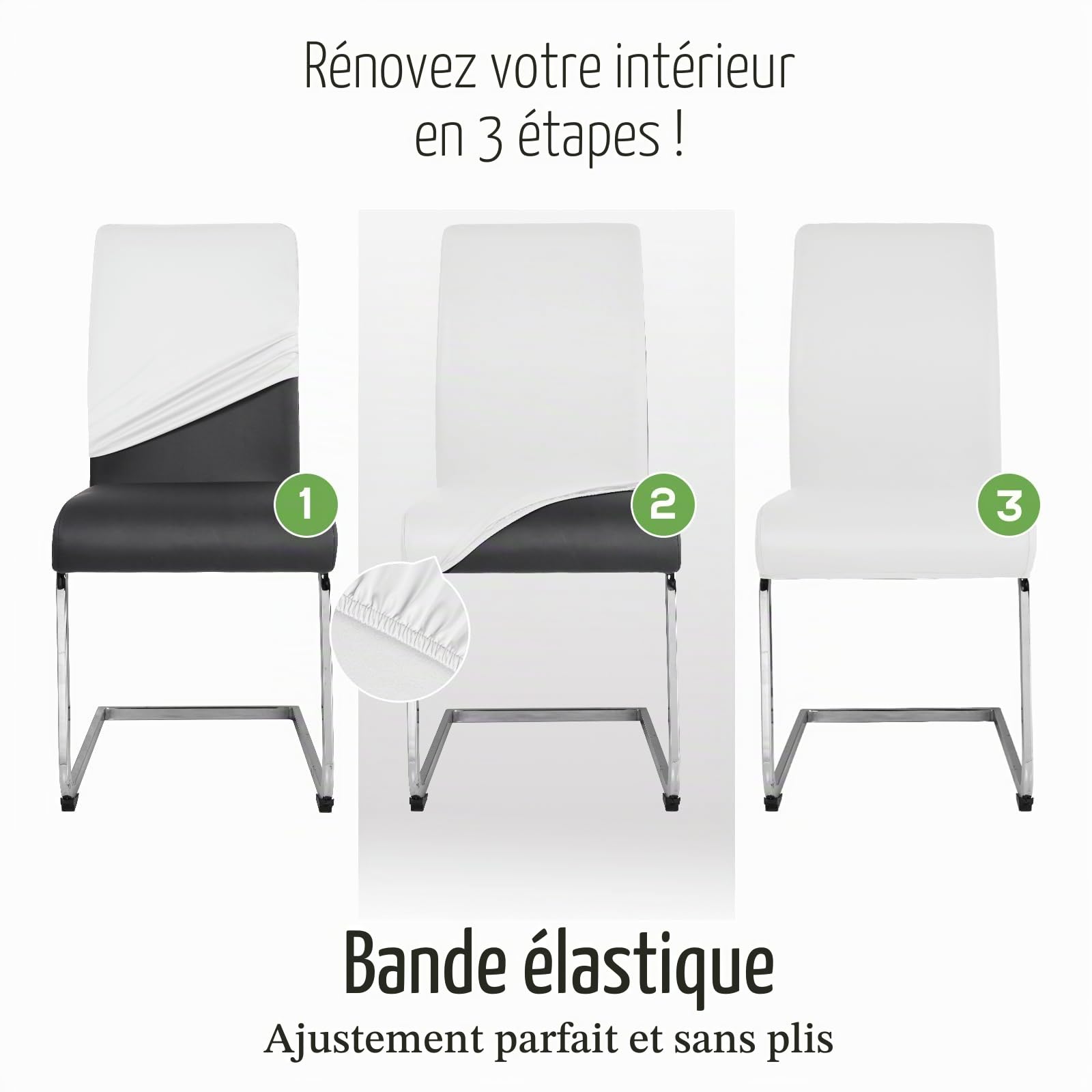 Alishomtll Lot de 4 housses de chaise en similicuir extensible imperméables et lavables pour chaises de salle à manger, cuisine, restaurant, hôtel, mariage (blanc)