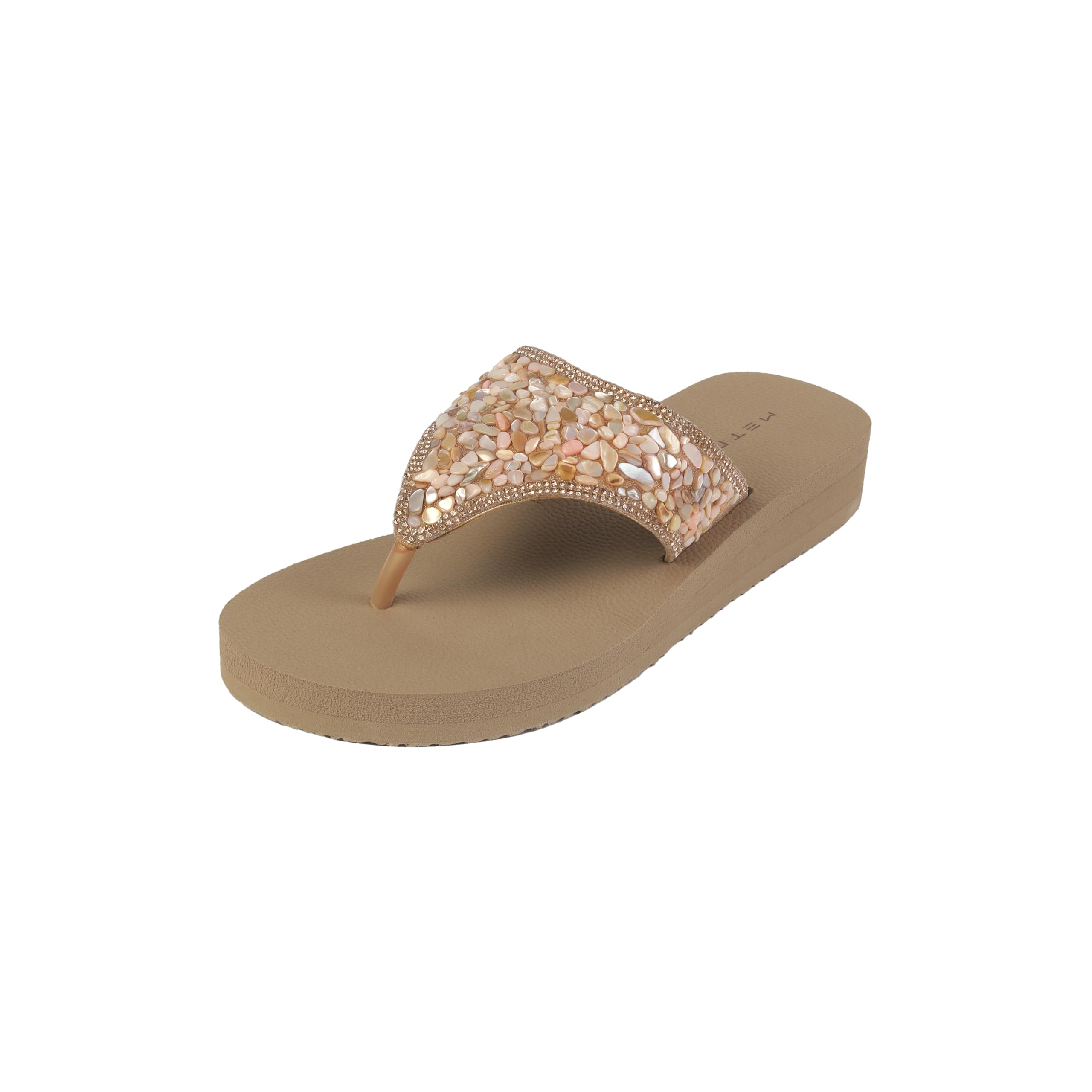 metro Women's Rhinestone Embellished Flip Flop Sandals-picture-21