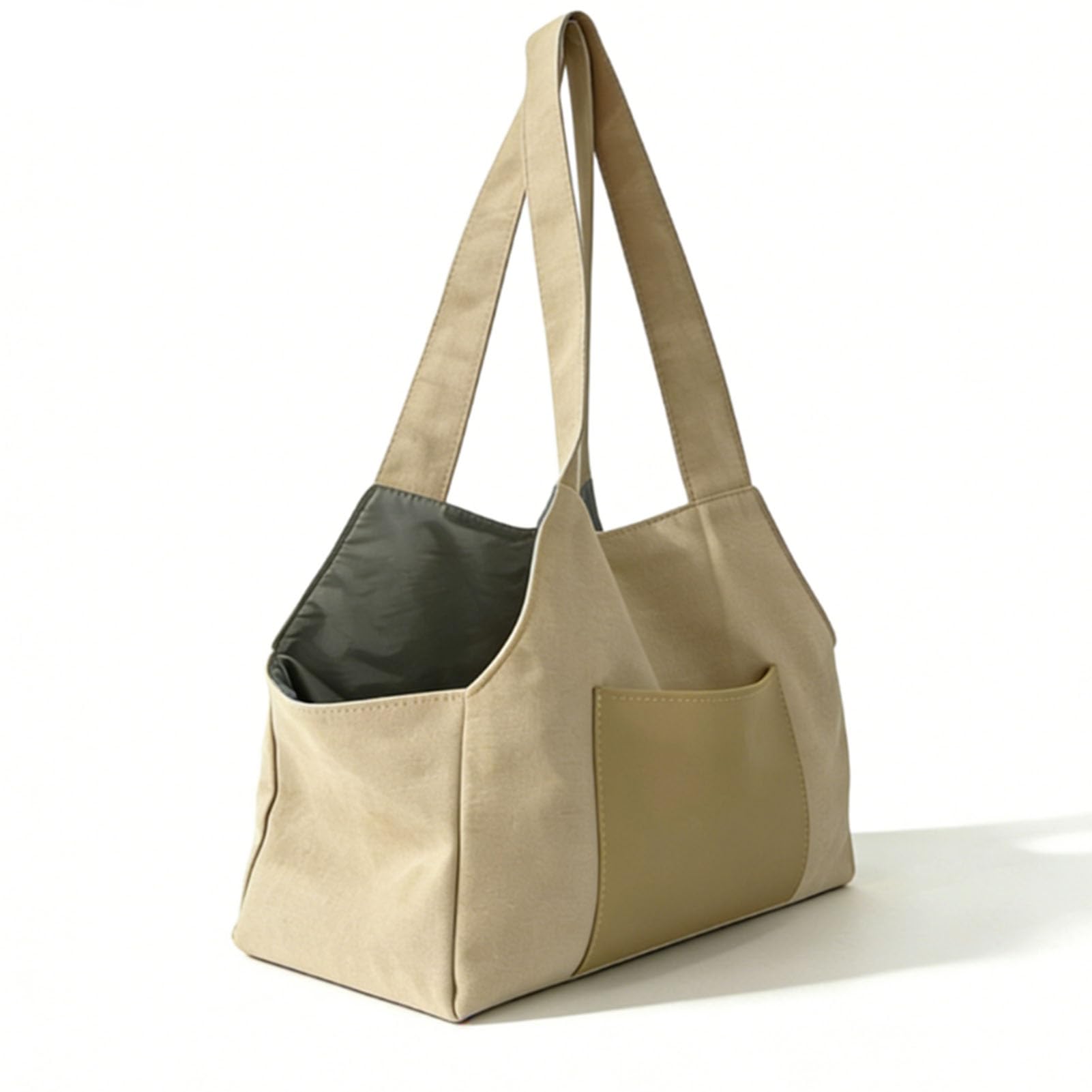 TOPINCN Portamonedas para Perros, Bolso de Nailon Suave, Plegable, Ligero, para Cachorros, para Compras, Viajes, Bolsa de Transporte para Mascotas, para Perros Pequeños, Gatos, (Beige)