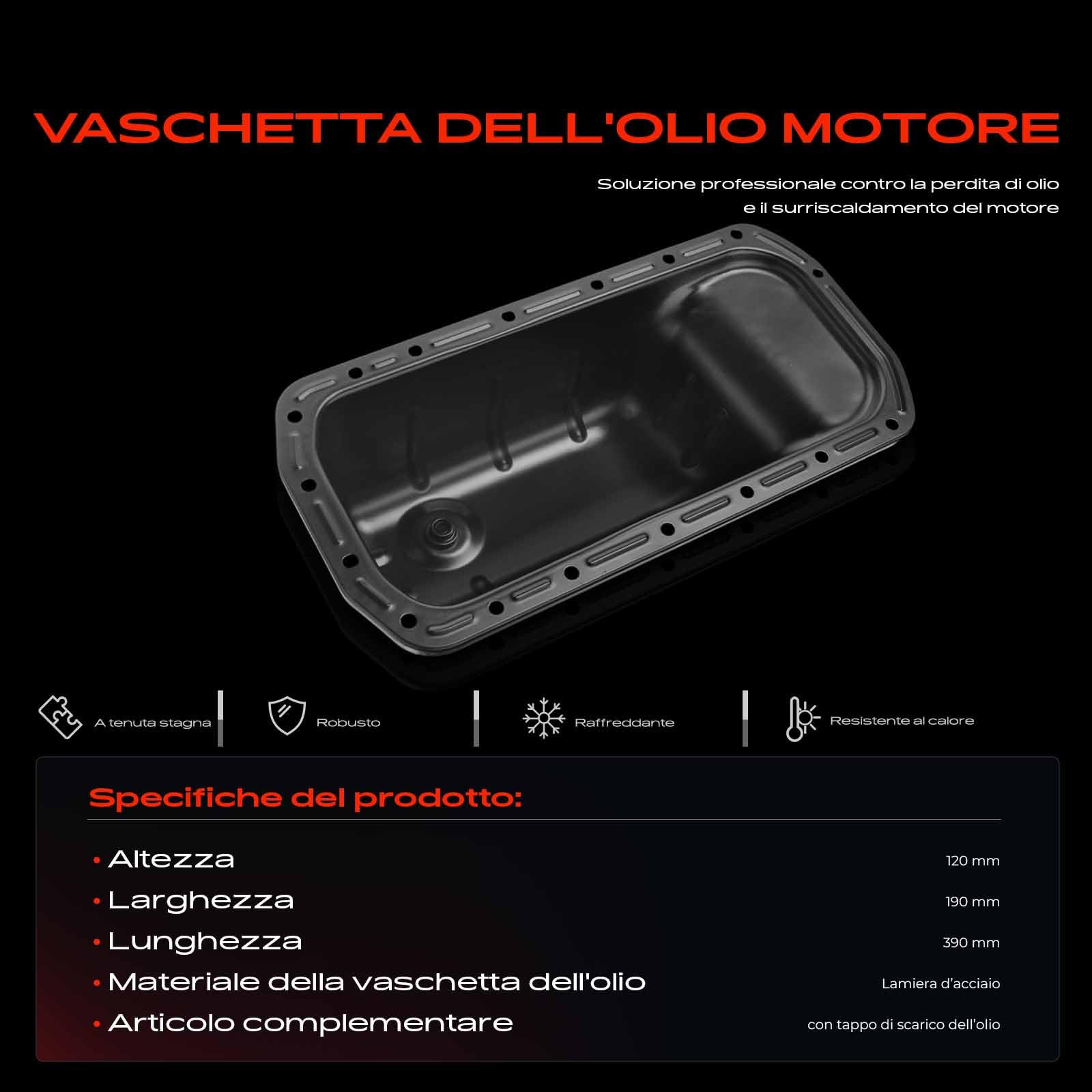 Frankberg Coppa dell'olio 1342630 | Compatibile con: 308 cc, V50 545, 2 giorni, 307 Pausa 3E, 207 SW WK, Berlingo Van B9, Nemo Box AA
