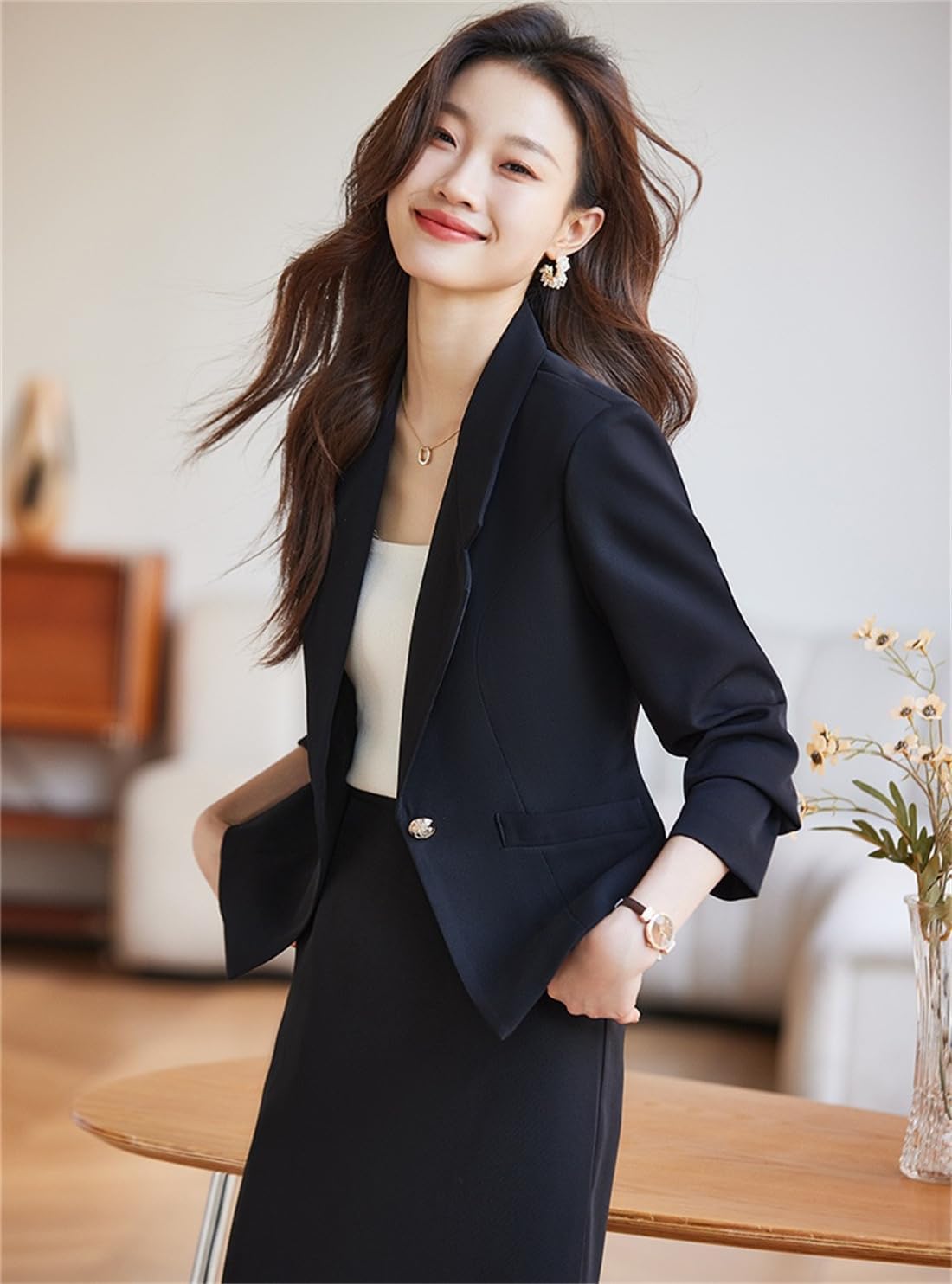 セットアップレディースジャケット＋スカート BLZXIAN] レディース スーツセット ジャケット+ スカート セットアップ