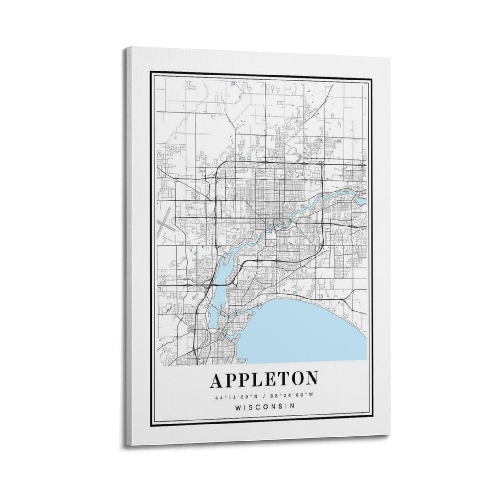 xiaoxiaoshen Appleton Wisconsin Map (2) Canvas Poster Wall Art Prints Room Aesthetic Murals Bedroom And Living Decorations 24x36inch(60x90cm)
