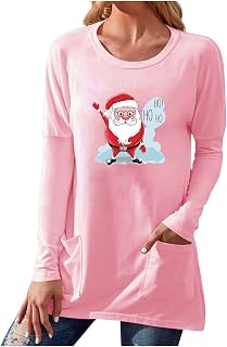 Long Sleeve Sweatshrit Womens Tunic Xmas Travel Cool Moder Animal Crew Neck Fitted Pullover Womens