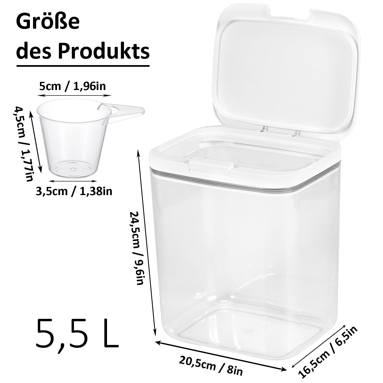 Almacenamiento de Detergente para Lavandería, 5,5L Contenedor de Detergente en Polvo, Caja de Almacenamiento Hermética de Detergente en Polvo, Caja para Detergente en Polvo de PláStico, para Perlas