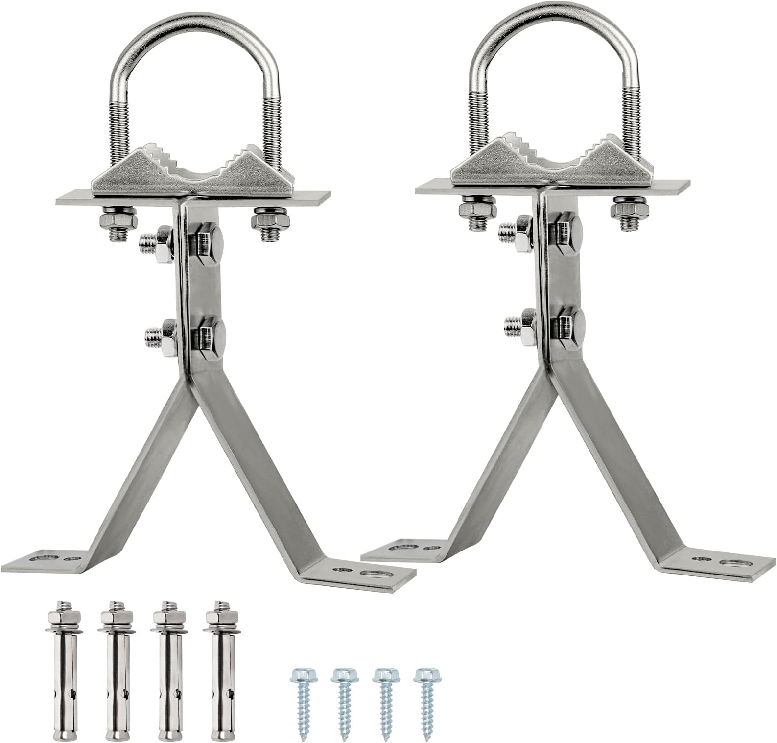 XRDS-RF Antenna Wall Mount 6 Inch Heavy-Duty Stand Off Wall Mast Mount Windproof Mounting Bracket for TV Mast (2-Leg + 2-Leg)