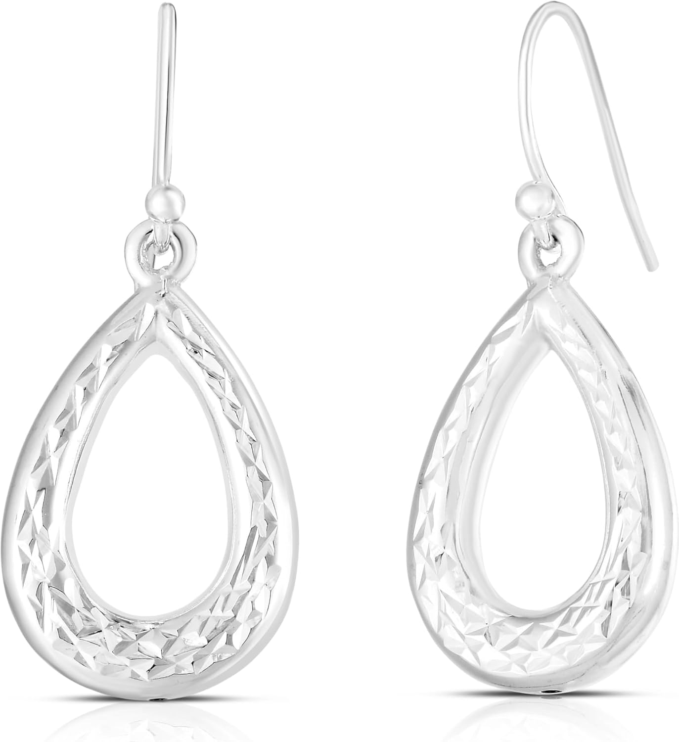 Savlano 925 Sterling Silver Diamond Cut Tear Drop Earrings - 18K Gold Plated Earrings for Women Comes with a Gift Box - Made in Italy