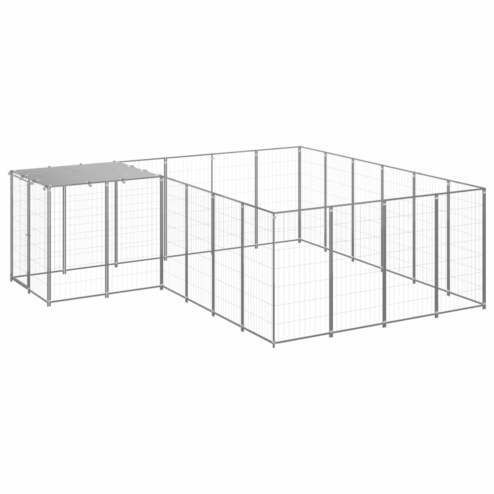 Homgoday Srebrna klatka dla psa 8,47 m² stalowa klatka dla psa wewnętrzna klatka dla psa Kennel dla psów klatki dla psów ogrodzenie dla psów na zewnątrz ogrodzenie dla psa model 3082219
