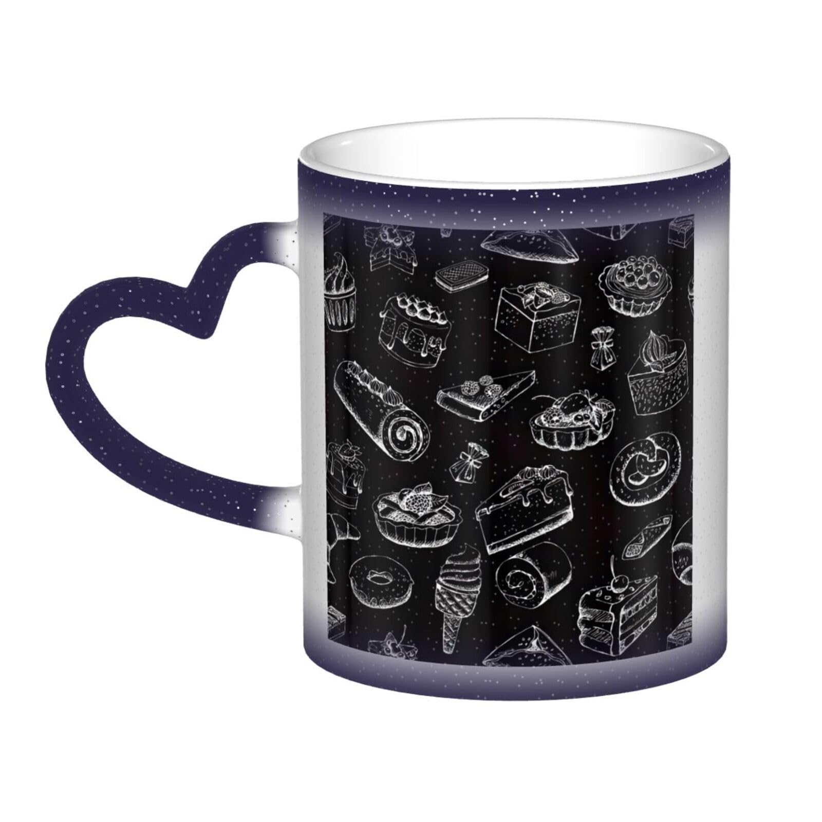 Pastries On Chalkboard Print Color Changing Cup In The Sky Ceramic Coffee Mug Personalized Mug Fun Gift Giving