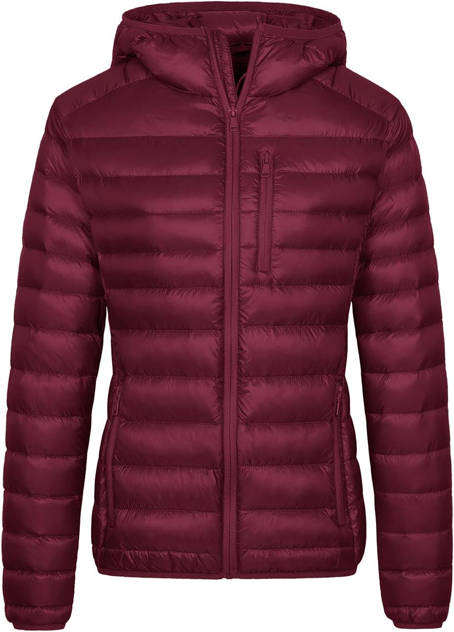 Wantdo Women's Packable Down Jacket Lightweight Puffer Jacket Hooded Winter Coat