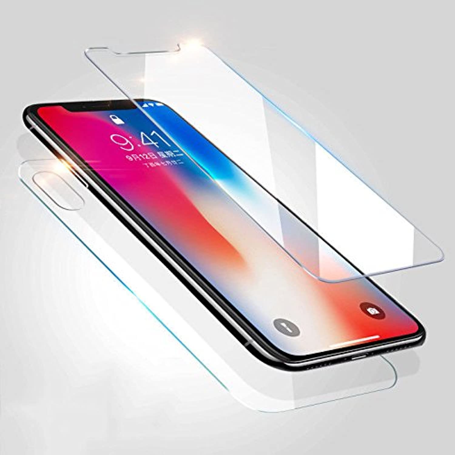 RONSHIN 2 Pcs Front + Back Tempered Glass Screen Protector Ultra Clear HD Anti-Scratch for iPhone X Electronic Accessories