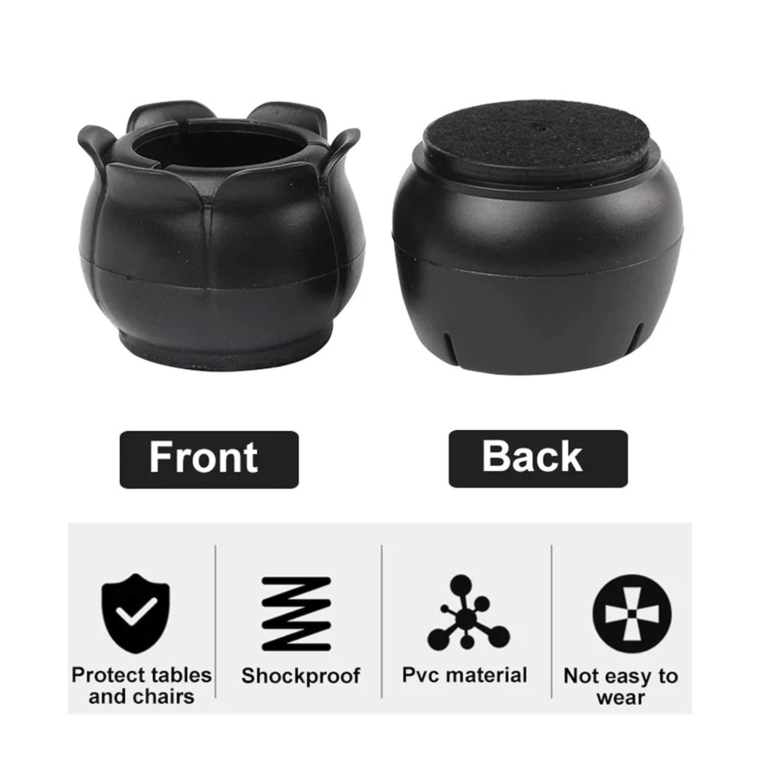 8Pcs Furniture Feet Chair Leg Caps Black Rubber Protector Pads Non-Slip Silent Table Covers Socks Plugs Cover Floor Protectors(10)