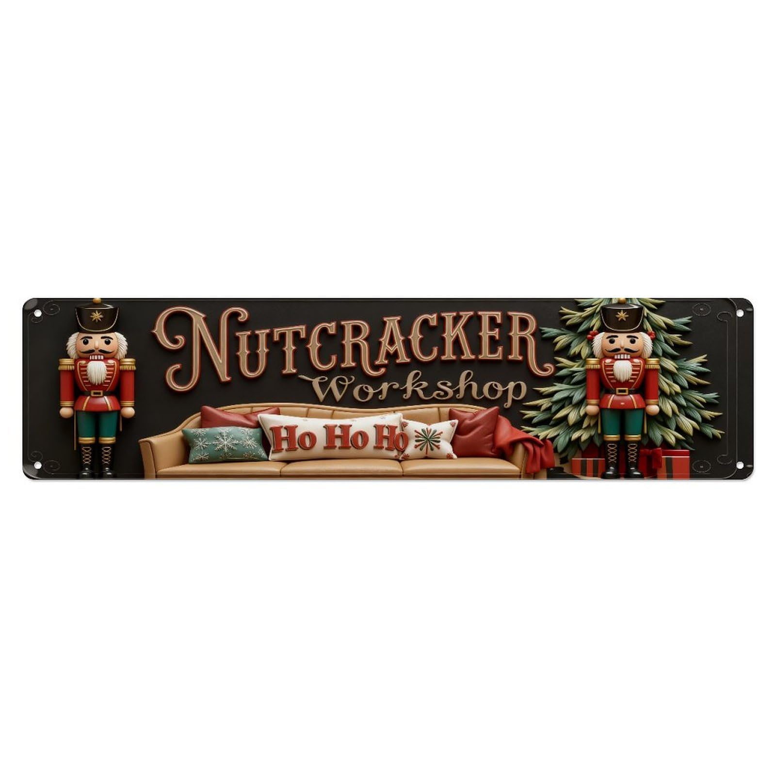 Ho Ho Ho Pillow Metal Tin Sign Plaque