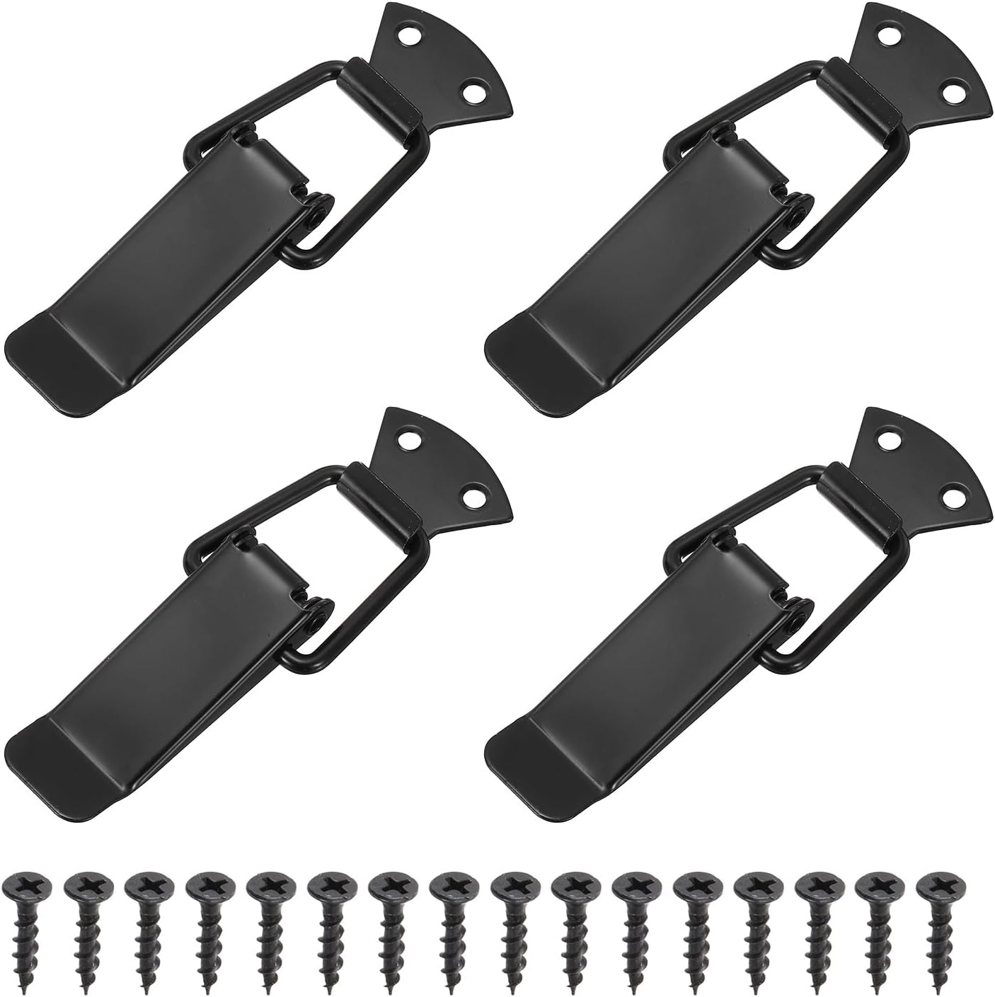 PATIKIL 4Pcs Spring Loaded Toggle Latch, (4.17" x 1.57", Black) Heavy Duty Alloy Steel Clasp Buckle Latch with Screws, Suit for Tool Box/Wooden Case/Aviation Case