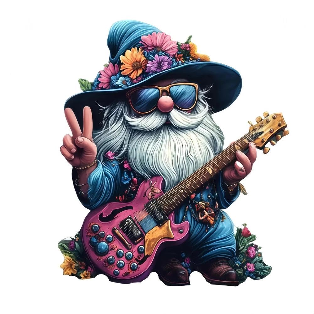 Handsome Guitarist Dwarf Waterproof Car Decorative Decal Suitable for Cars Laptops Bumpers(15cm)
