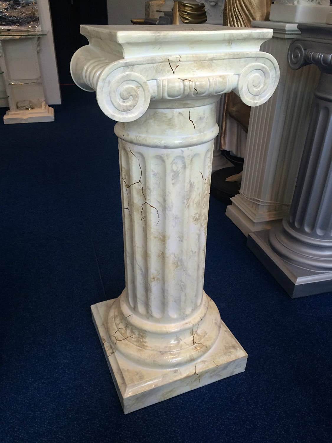 Columna de meandro estilo mesa auxiliar de 85 cm, estilo griego antiguo retro, rococó columna barroco, soporte para flores, pedestal, pintado a mano