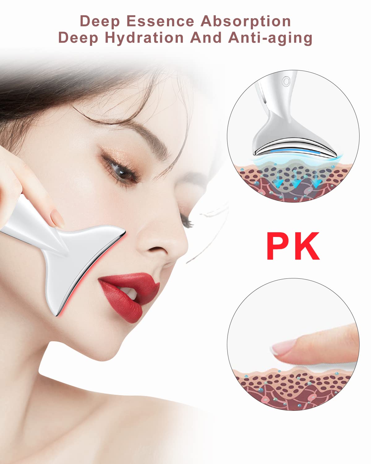 Face and Neck Massger for Skin Care Electric Face Neck Lifting Massager with 45℃ Heat & 3 Massage Modes for Wrinkles Facial Neck Massager (White)