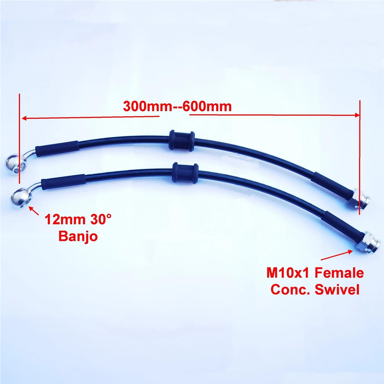 rura hamulcowa 1 para M10x1 żeńskich, obrotowych i 12 mm, z oplotem Banjo AN3, uniwersalnych hydraulicznych przewodów hamulcowych i sprzęgła(320MM)