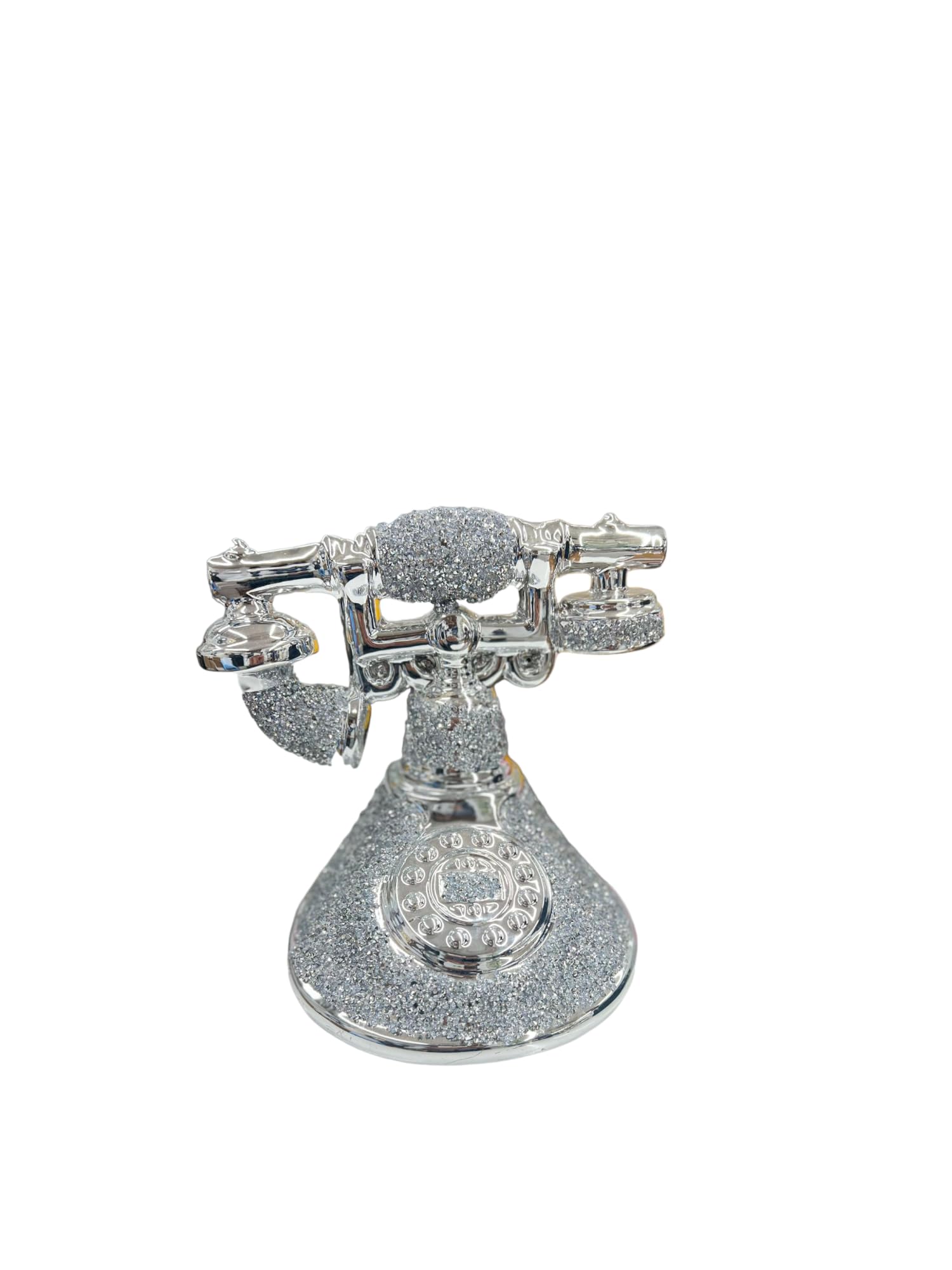 Romany Crushed Diamond Telephone Crystal Silver Shelf Ornament, Sparkling Elegance
