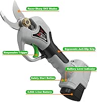 Vista 2 de Electric Pruning Shears 1inch Cutting Diameter, 16.8V Professional Cordless Battery Powered Tree Branch Pruner with 2000mAh Batteries for Branch