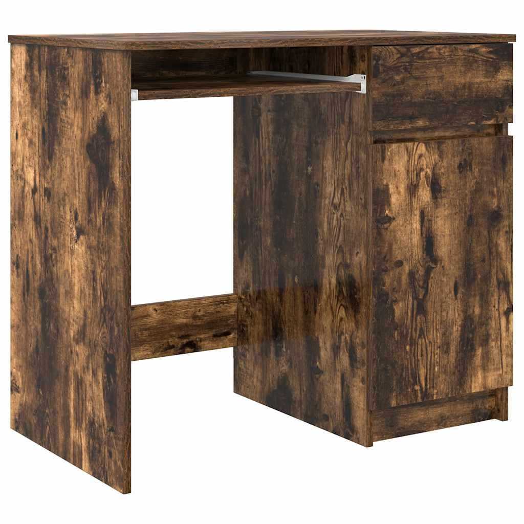 Scrivania affumicatura 86 x 49 x 76 cm, materiale in legno, con porta, cassetto e ripiano, versatile scrivania per computer per casa, ufficio, design moderno