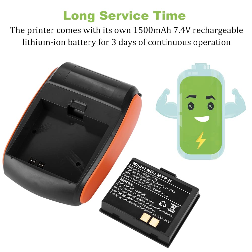 Mini Impresora térmica portátil inalámbrica de Recibos con Bluetooth,Impresora térmica de Billetes de 58 mm,impresoras de Calentamiento Directo,Bluetooth 4.0/Android/iOS/Windows.(Naranja)