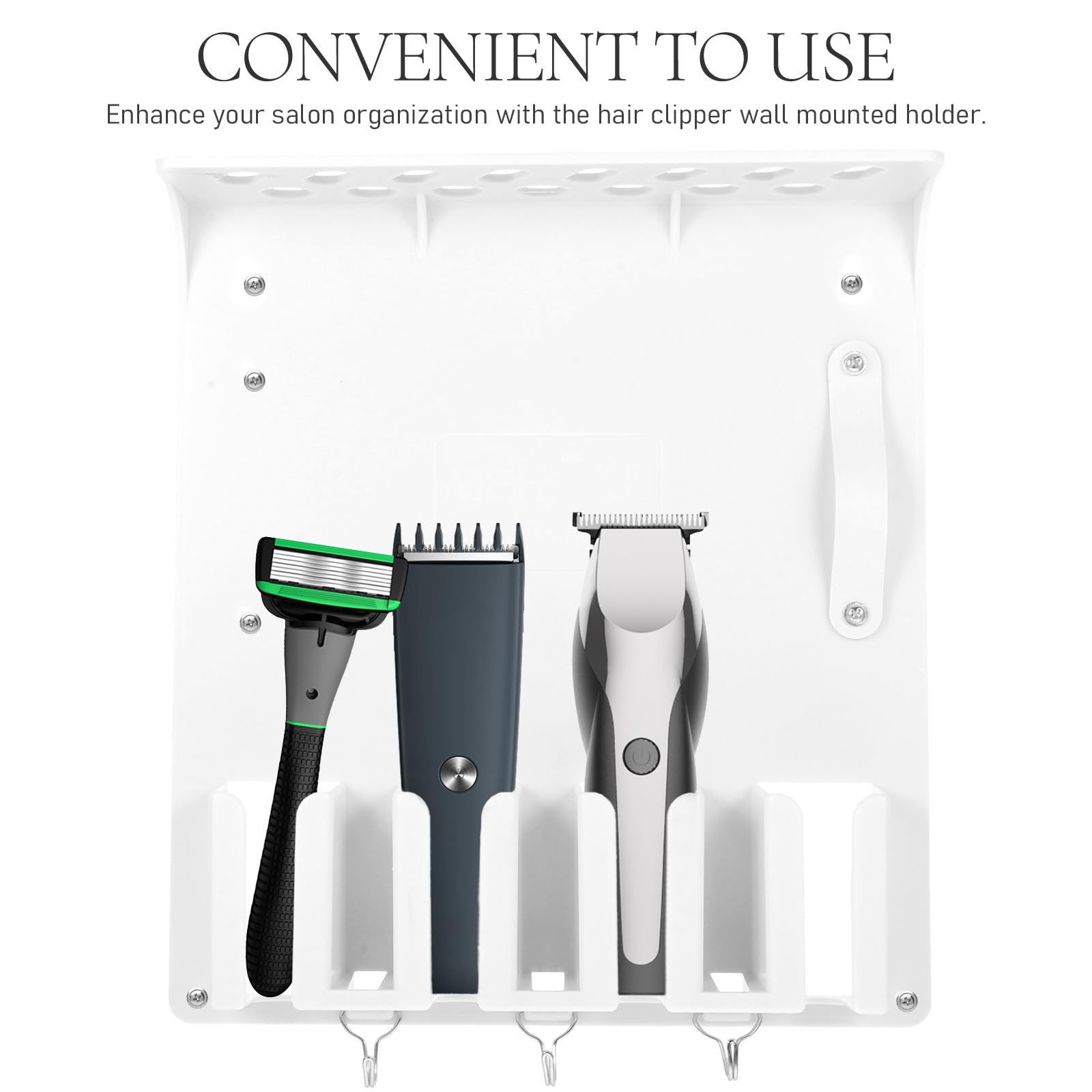 Didiseaon Soporte de Pared de Plástico Blanco para Cortapelos y Organizador de Tijeras y Cepillos para Salón y Espacio de Trabajo Profesional