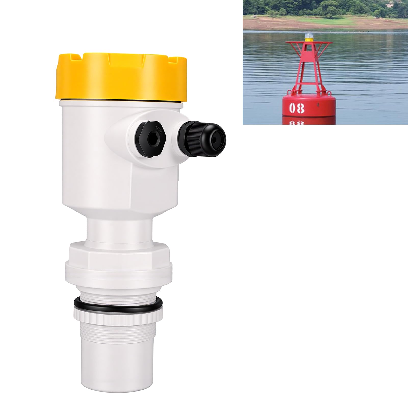 GOWENIC Ultraschall-Flüssigkeitsstandsensor, 0–8 M, LCD-Display, 4–20 MA, Analogausgang, Digitaler Wasserstandsmesser, Wasserdicht für Tank