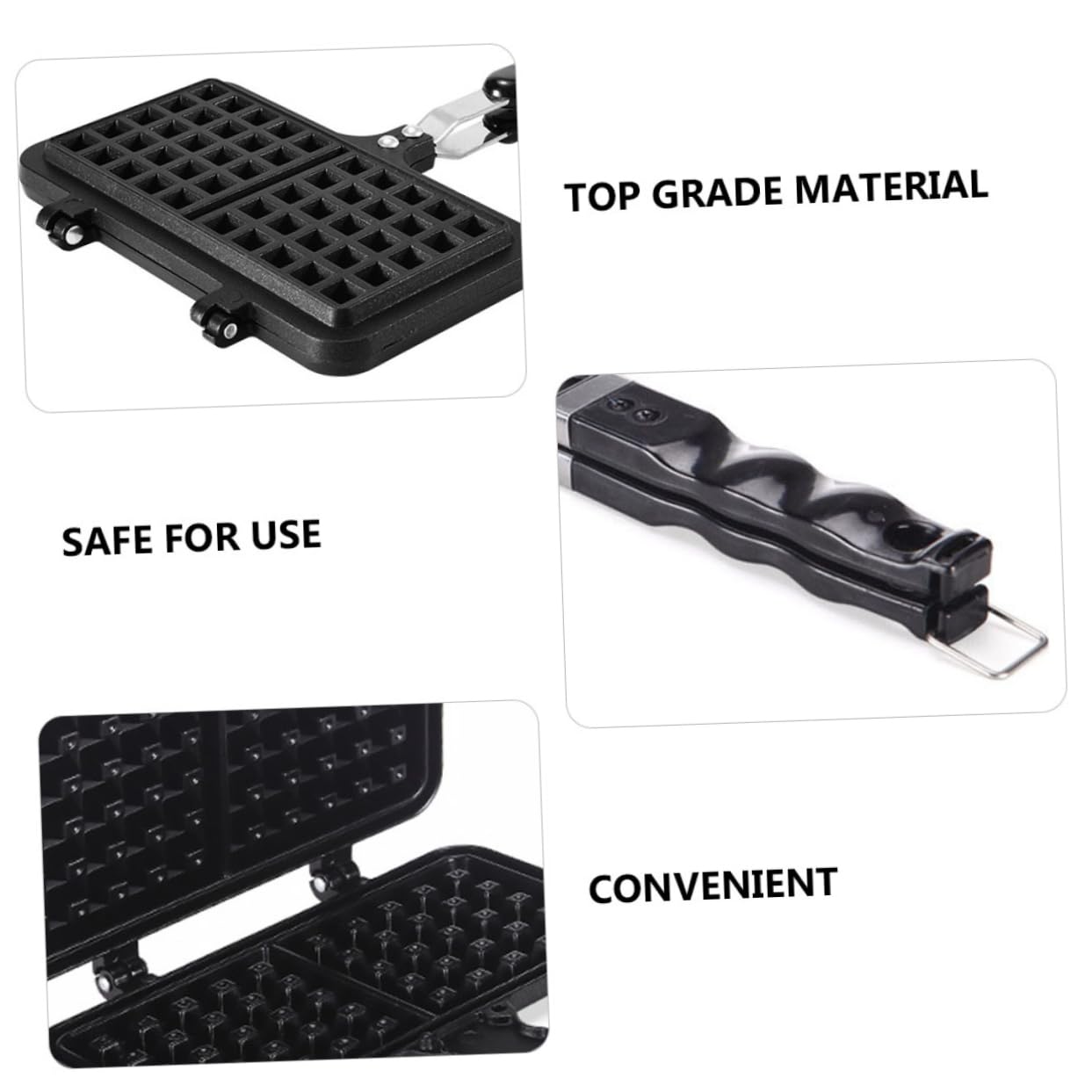 Stampo e Facile da Pulire Antiaderente Nero in Alluminio Pressofuso per Waffle per Cucina Domestica e Dolci Fatti in Casa